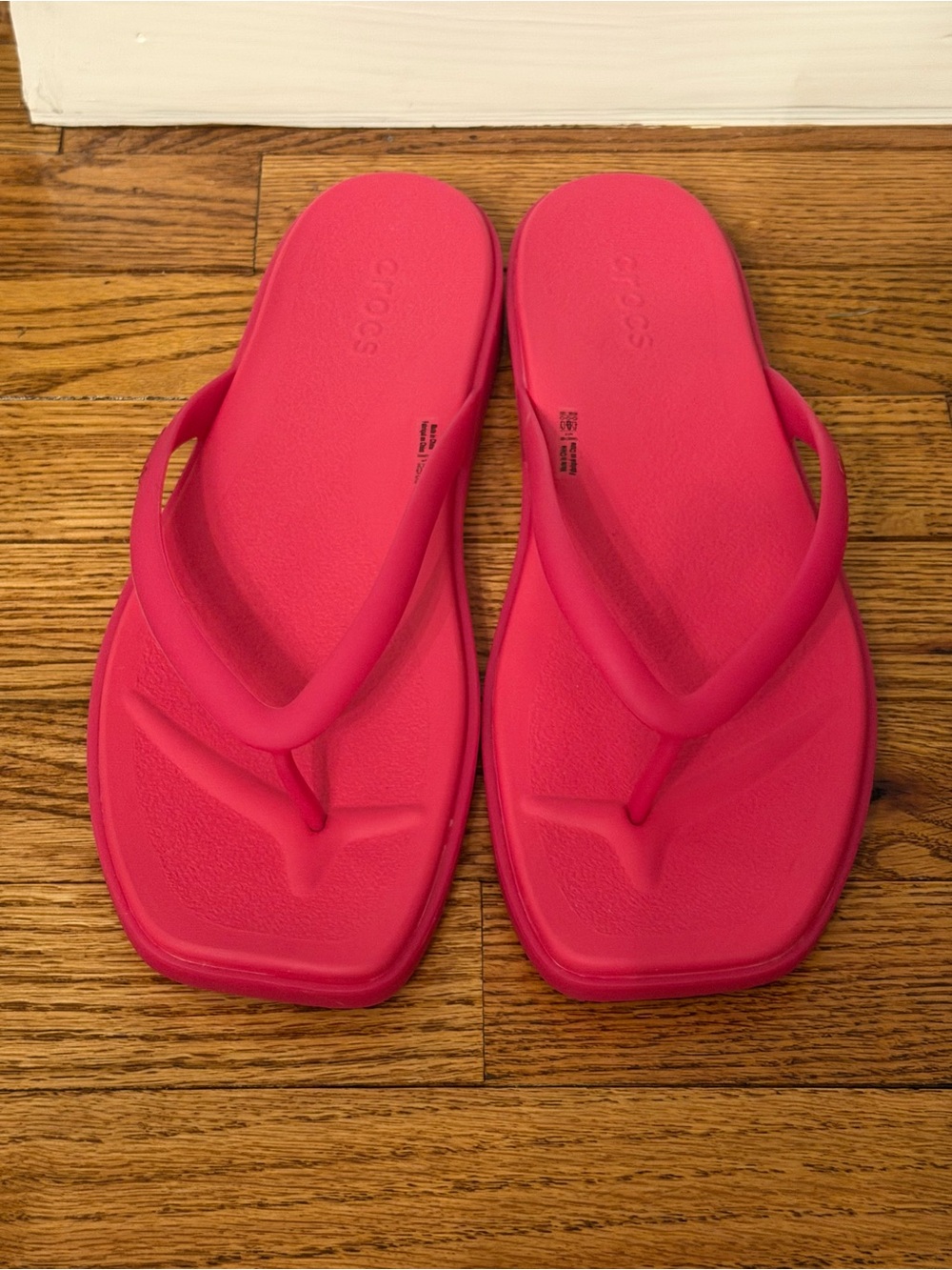 Crocs Women's Miami Square Toe Hot Pink Flip Flop Sandals